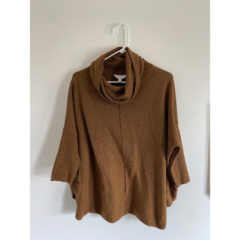 Time and Tru Brown Marled‎ Cowl Neck Poncho Sweater Womens Size M 8-10 Oversized
